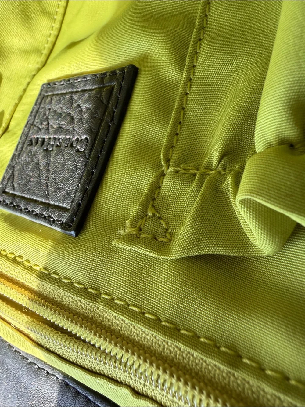 Cole Haan Black Nylon Messenger Bag with Lime and White Stripe